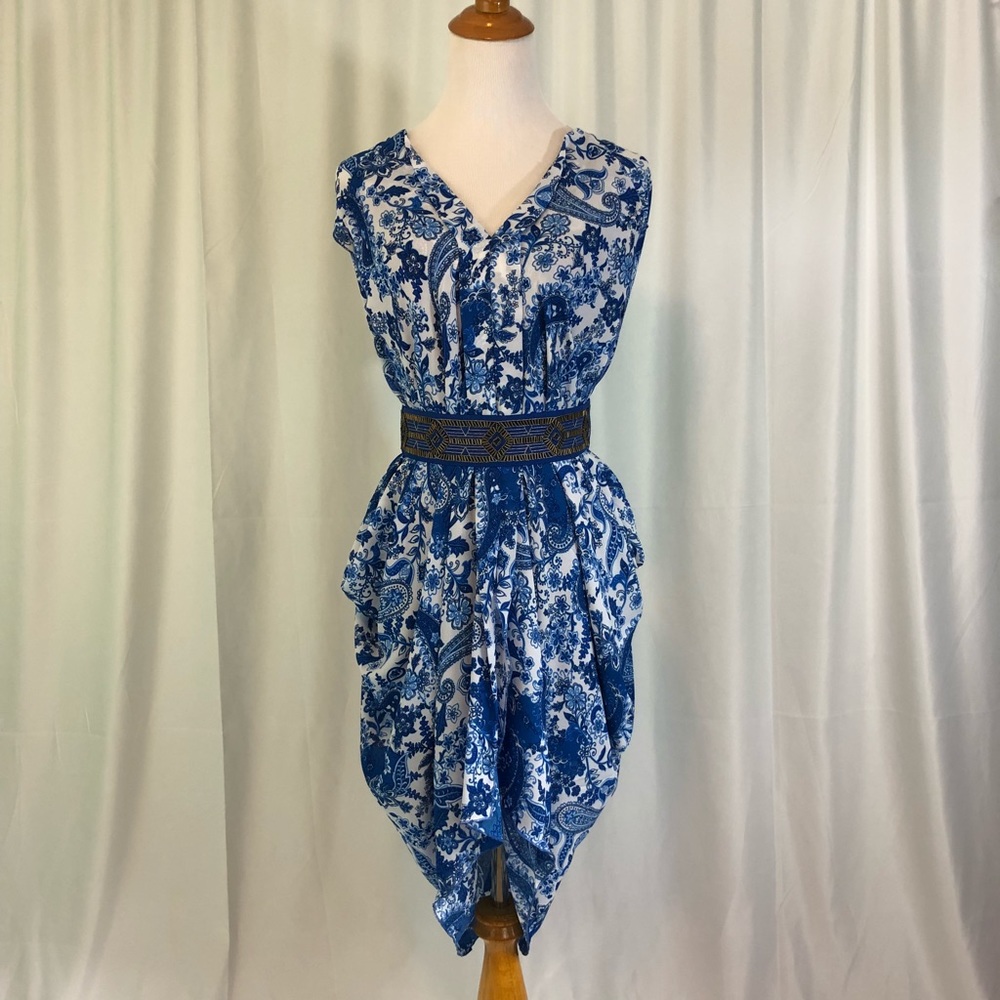 Belted Paisley Dress